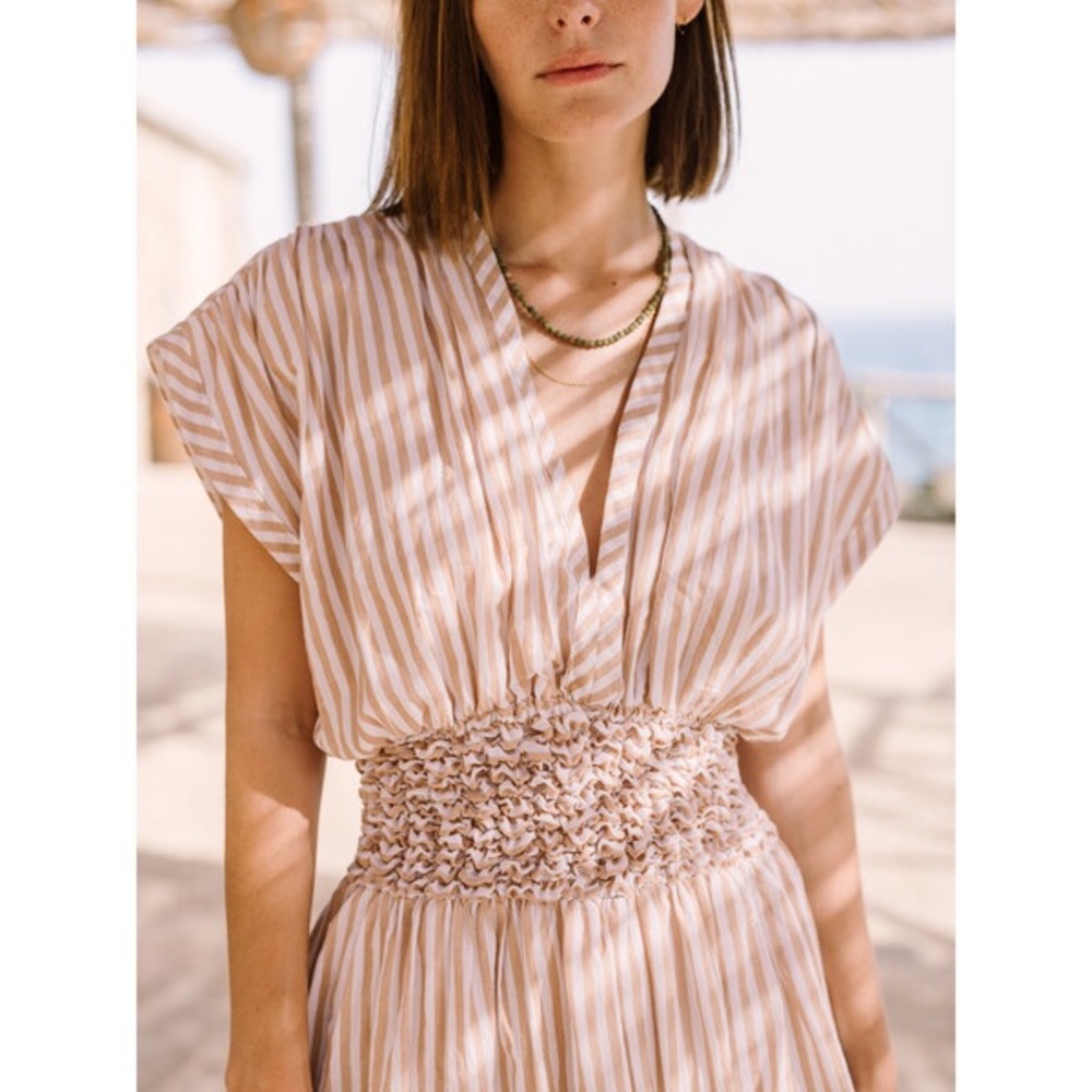 Chic Striped Maxi Dress in Cream - Picture 2 of 5